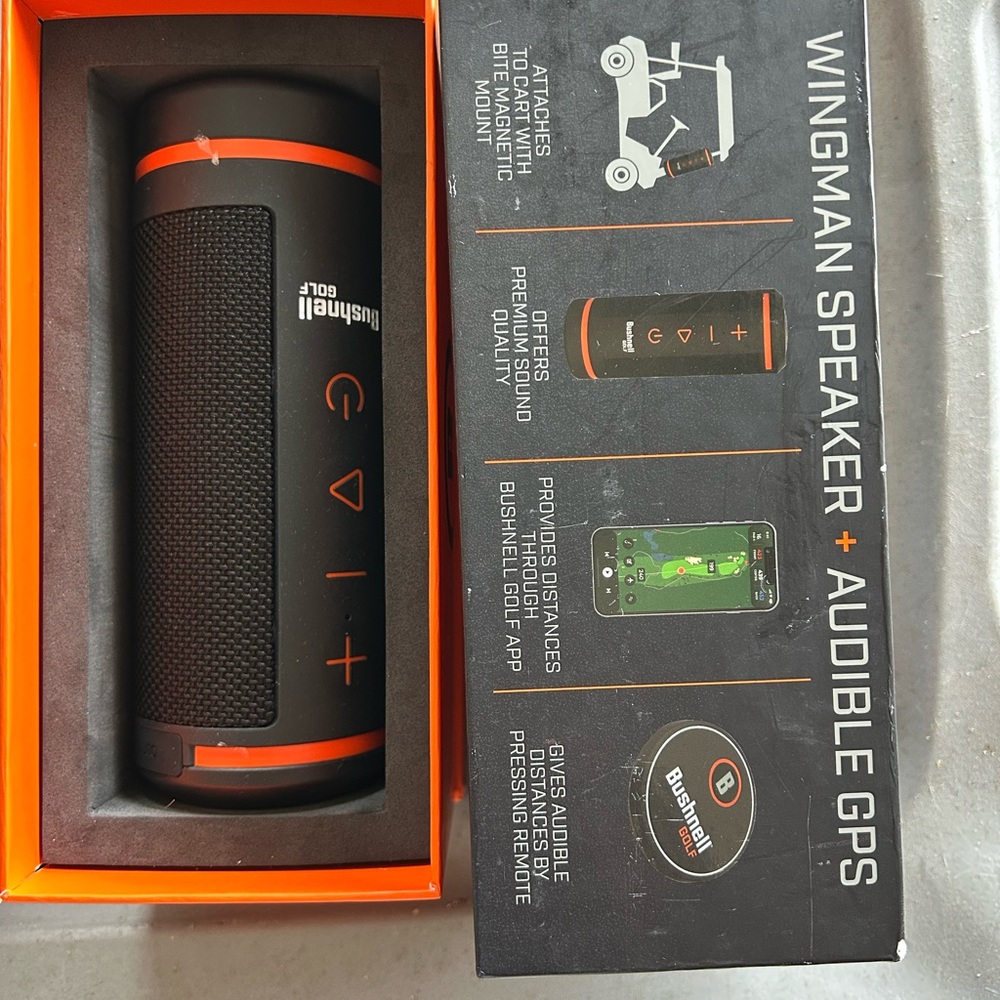 Bushnell Golf Black and Orange Wingman Speaker with GPS